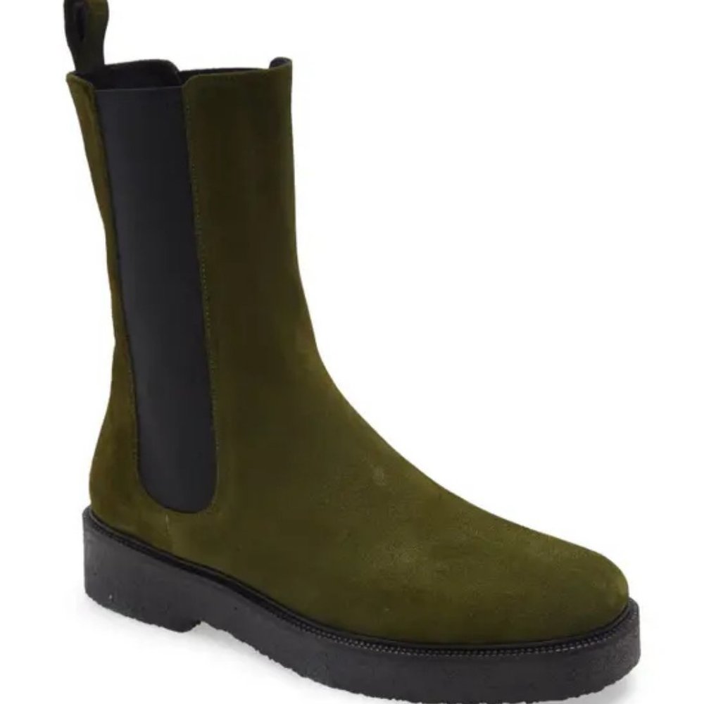 STAUD Palamino Chelsea Boot PLATFORM OLIVE SUEDE 35 (MD26) RARE